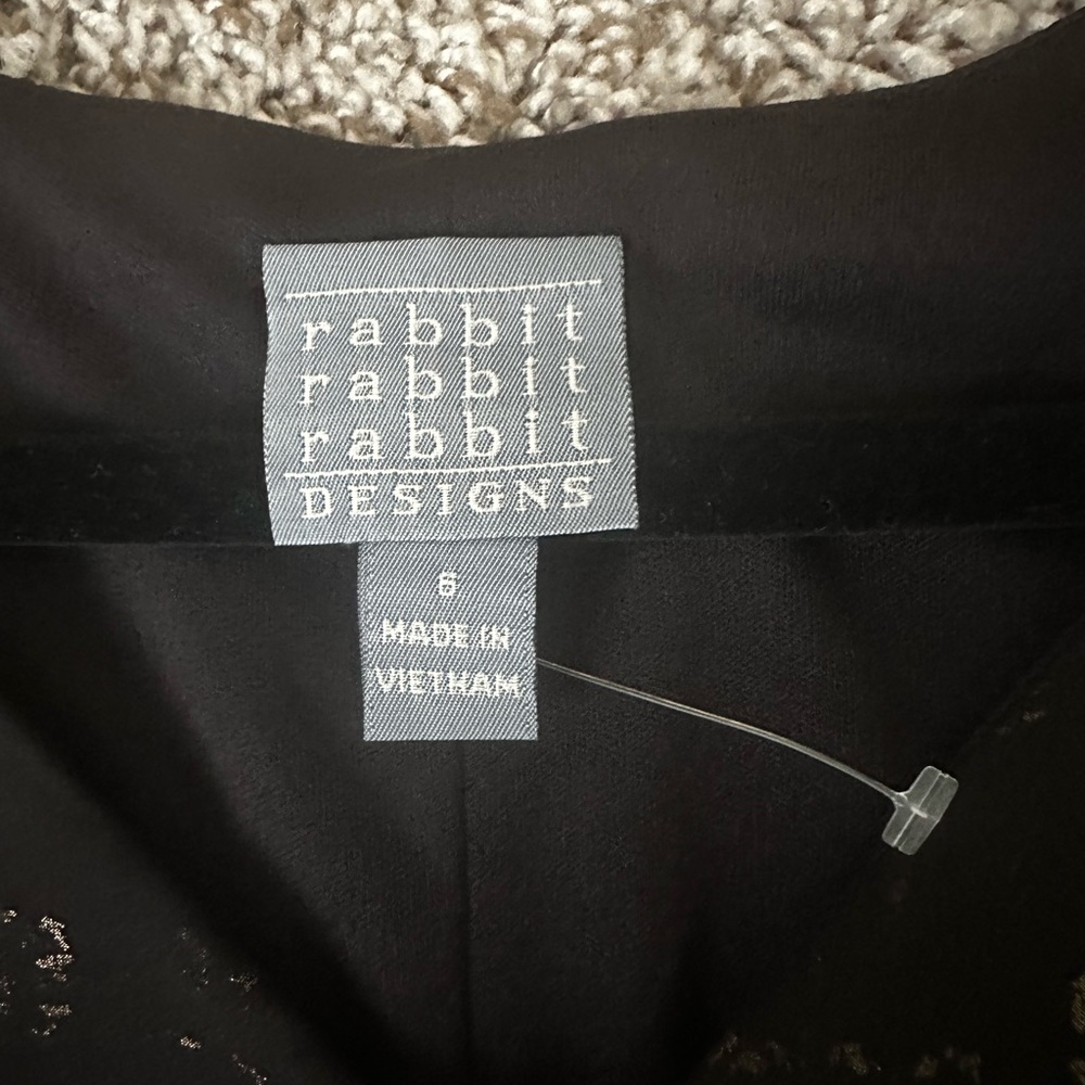 NWOT- Rabbit Rabbit Rabbit Black and Gold Midi Dress - Picture 6 of 12